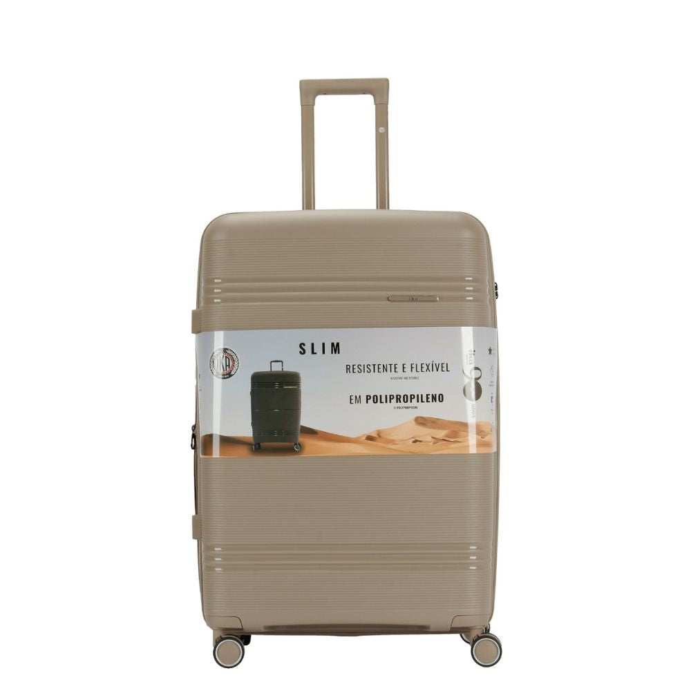 Mala De Viagem Média 23 Kg Polipropileno Com Expansor Slim Champagne