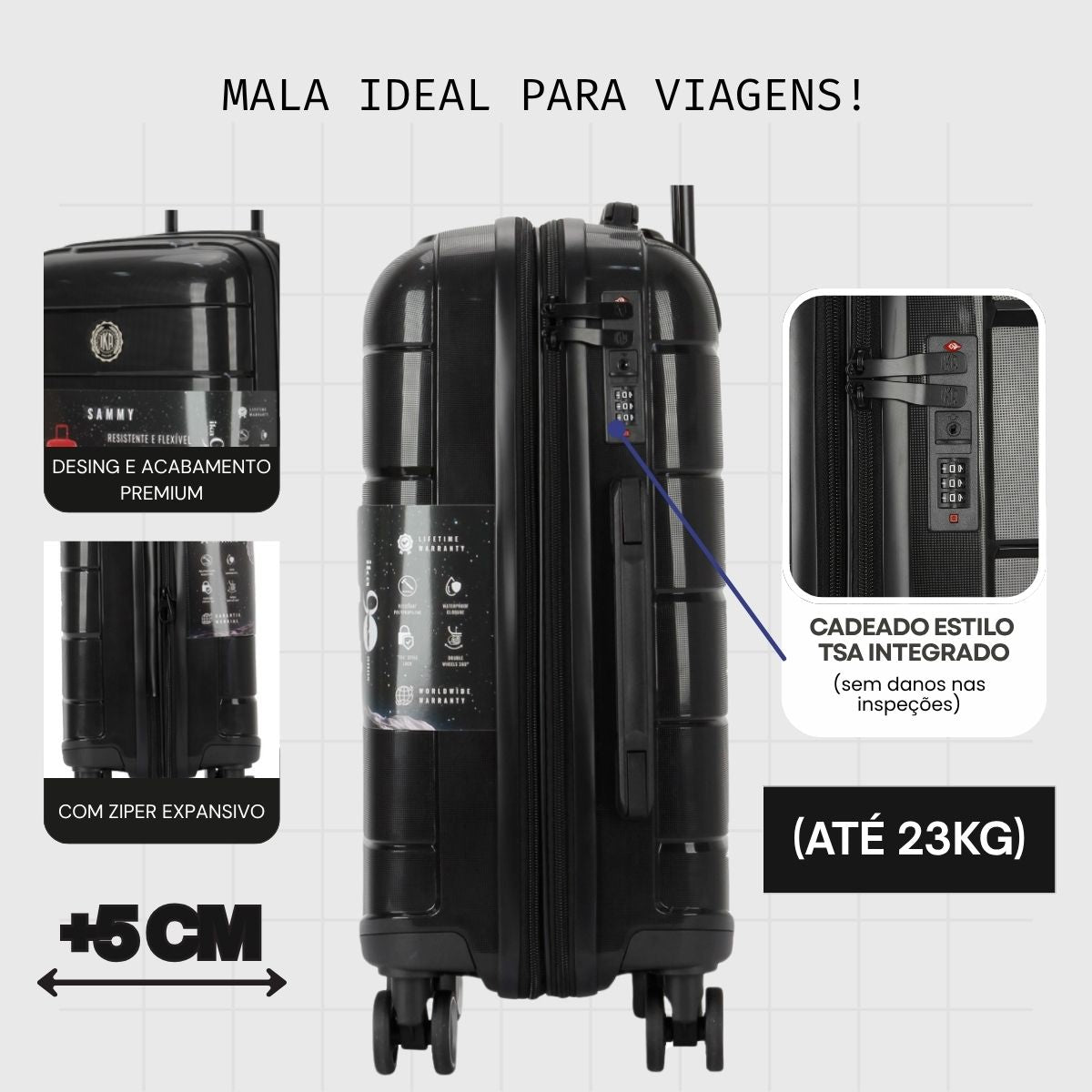 Black Sammy Carry-On Suitcase