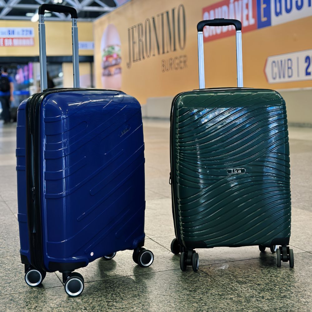 Kit malas de bordo azul e verde