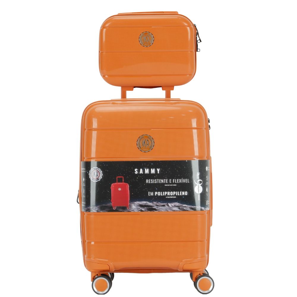 Conjunto Mala de Bordo com frasqueira Sammy laranja