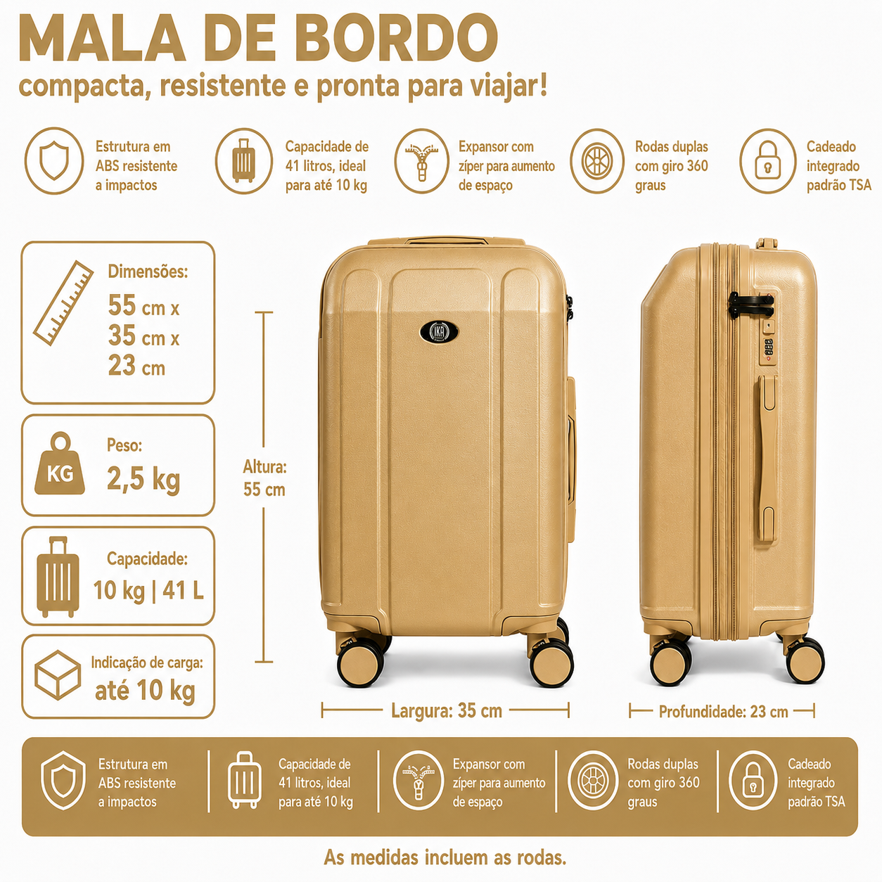 Maleta Continental Champagne