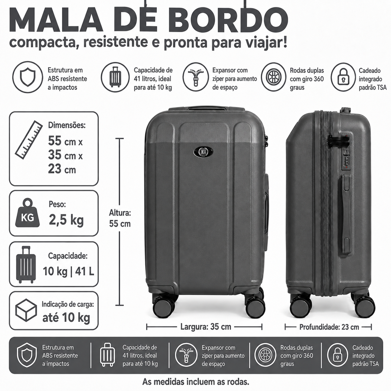 Maleta de mano Continental gris