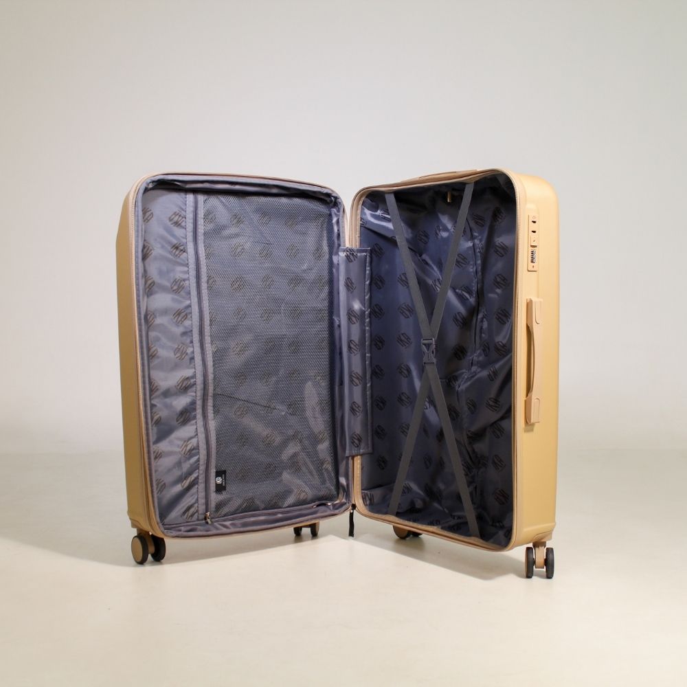 Mala De Viagem Média 23 Kg Abs Com Expansor Continental Champagne