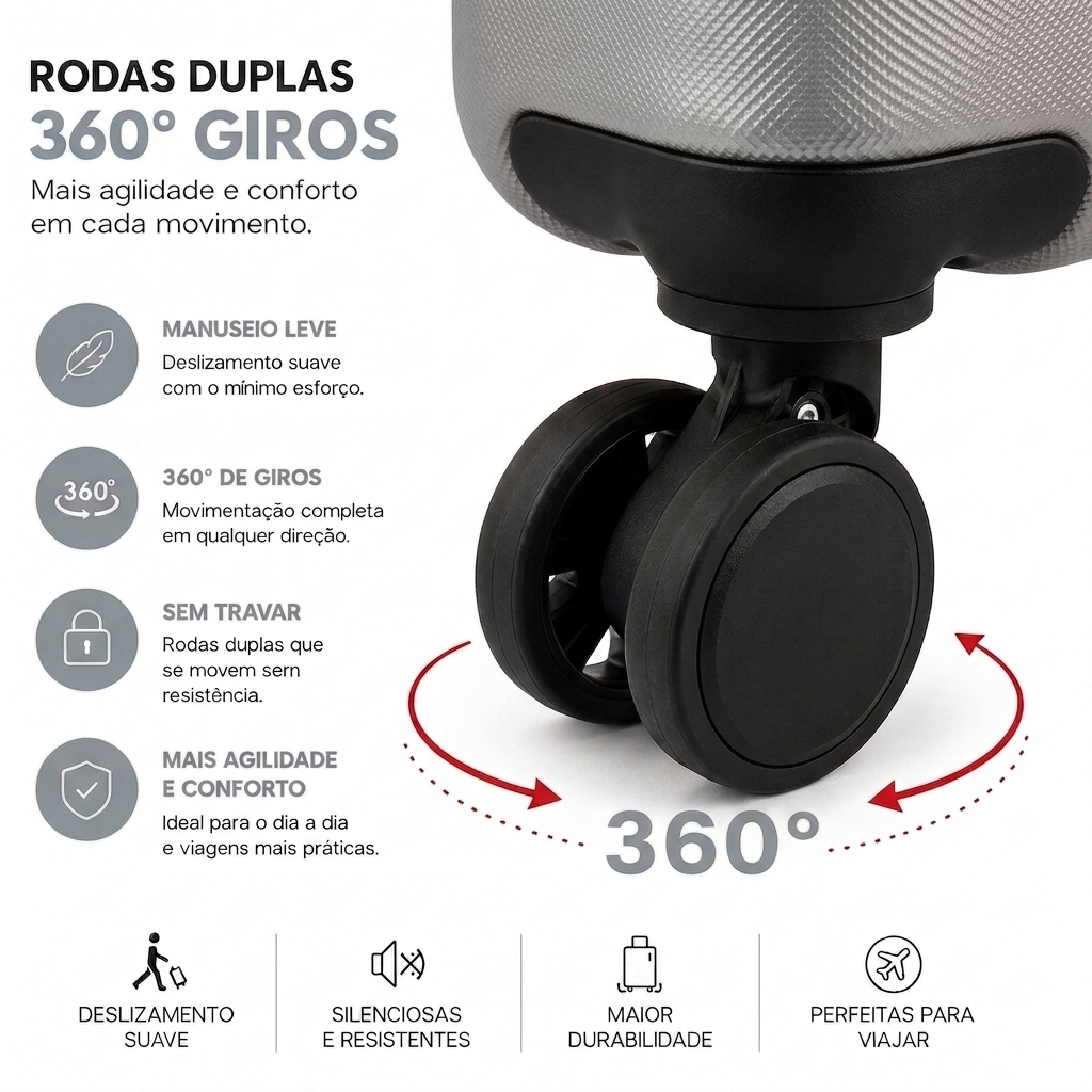 Mala De Viagem Pequena De Bordo 10 Kg ABS Equipage Cinza