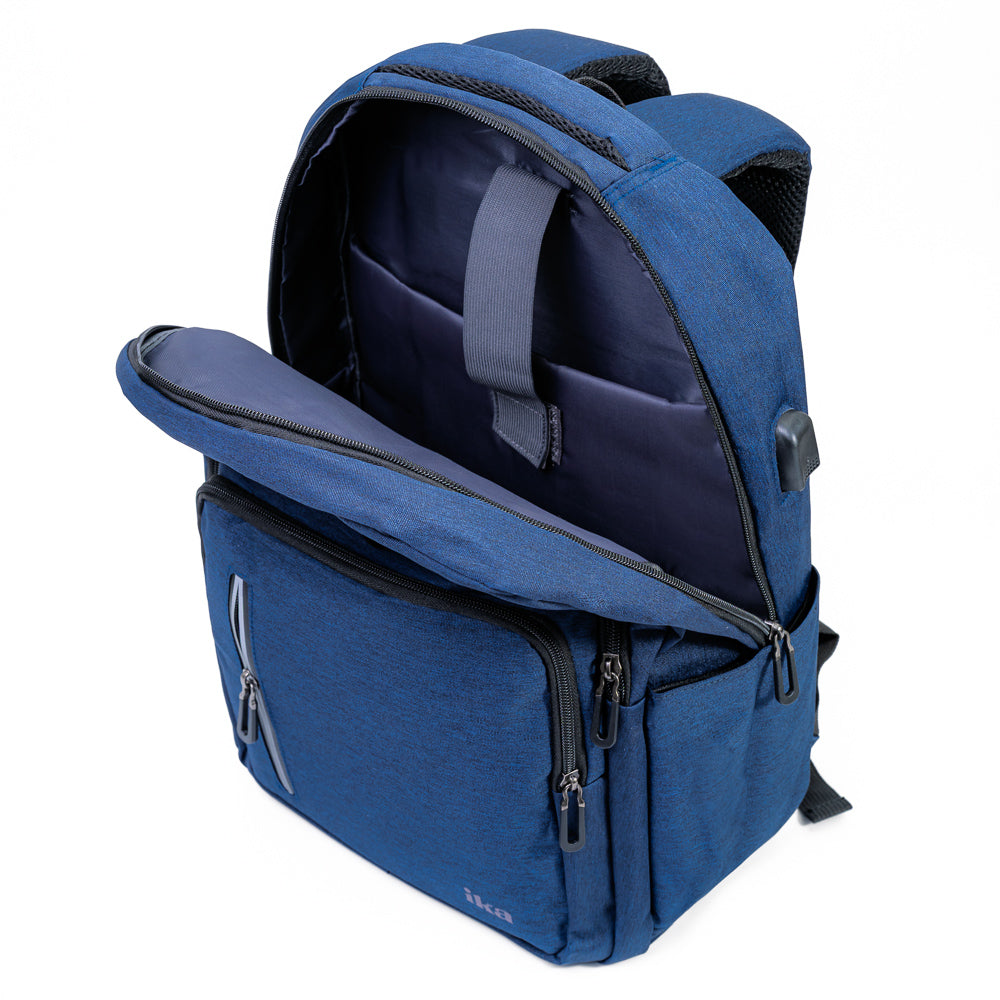 Mochila exceutiva Escolar Porta notebook 15″ Com entrada USB Azul