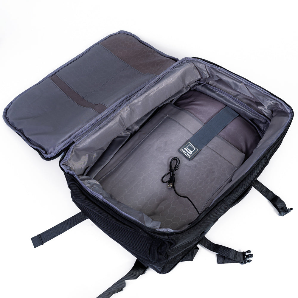 Mochila Grande Pasta 2 em 1 Expansiva Com Entrada USB UrbanX Preta