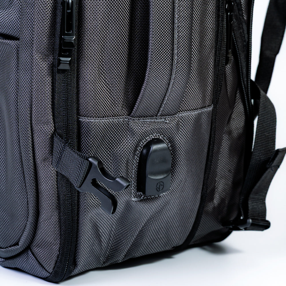 Mochila Grande Pasta 2 em 1 Expansiva Com Entrada USB UrbanX Cinza