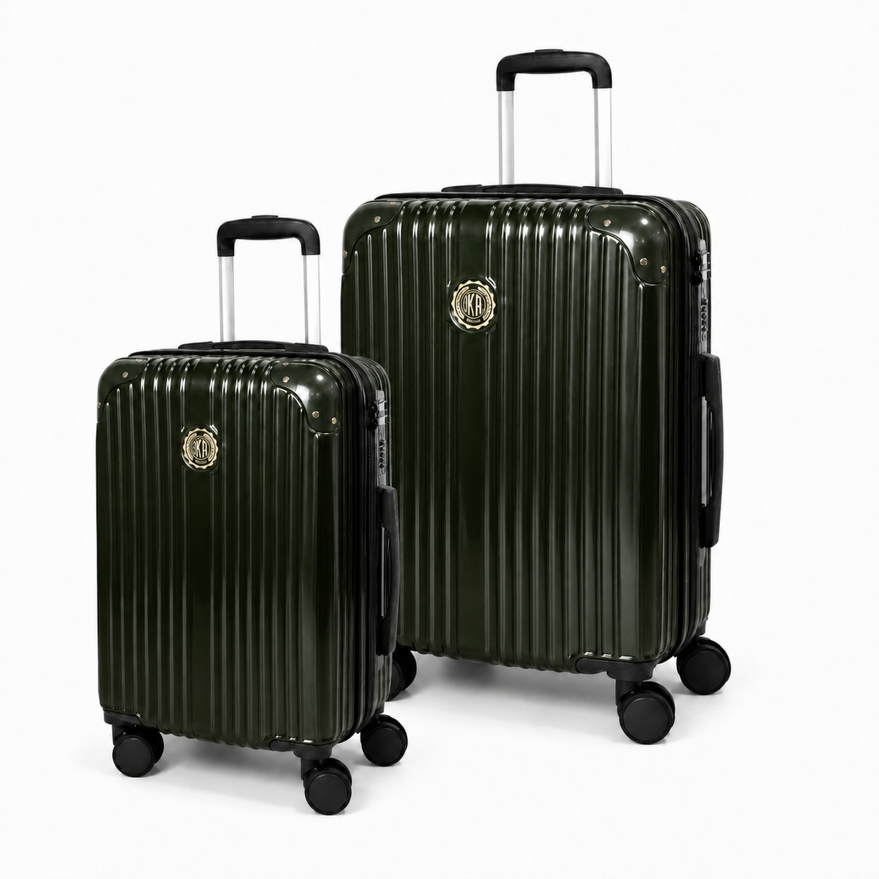 Conjunto de Malas De Viagem Pequena e Media em Abs + PC Expansiva Unika Verde