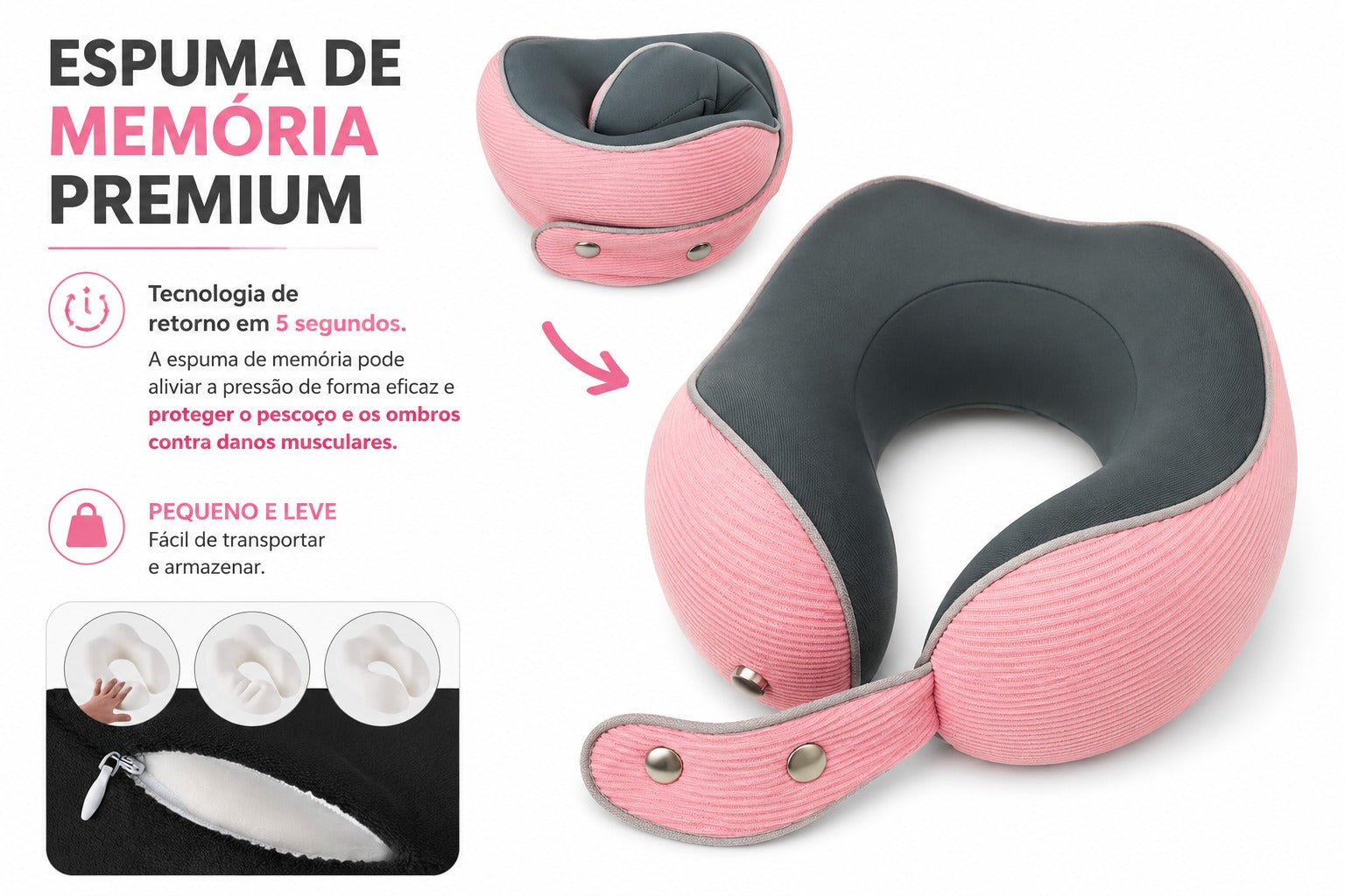 Almofada De Pescoço Para Viagem Super Confortável
