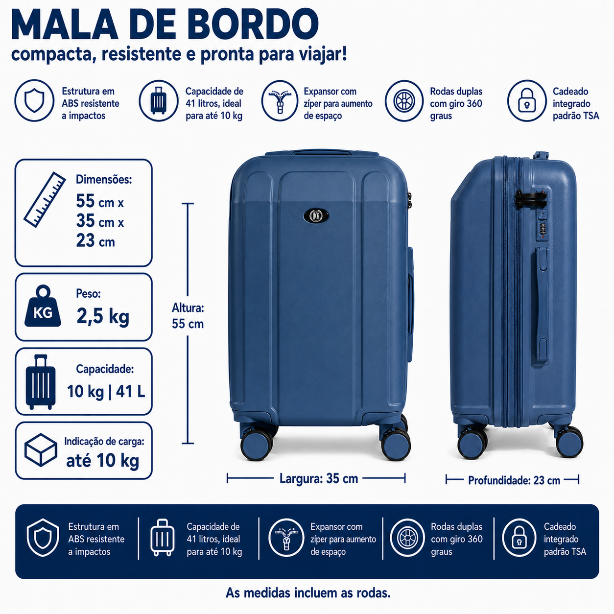 Maleta continental azul