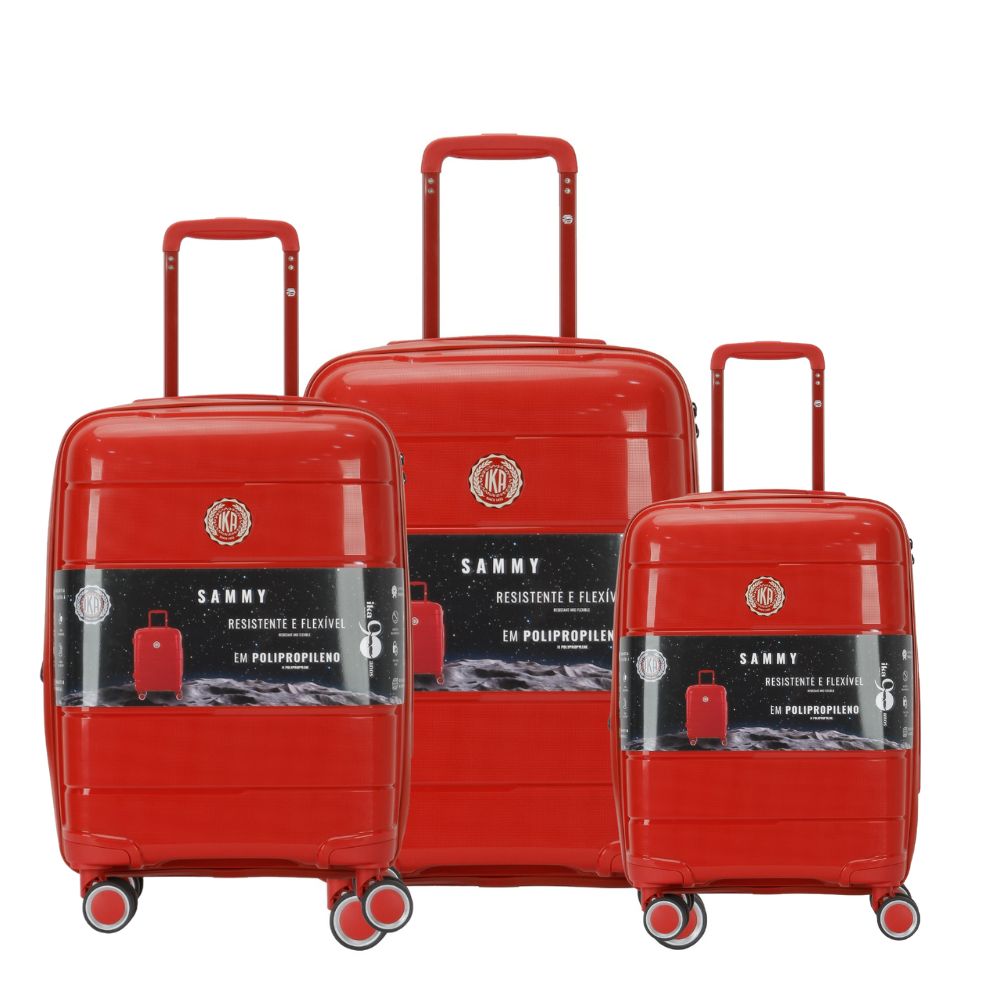 Conjunto De Malas De Vagem P, M e G Sammy Vermelha