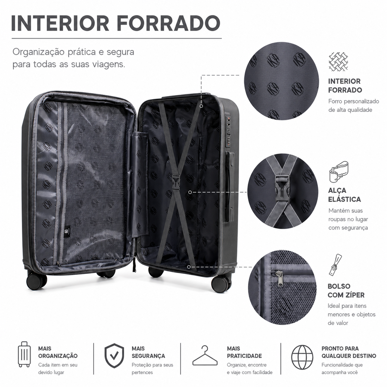 Continental Medium Gray Suitcase 