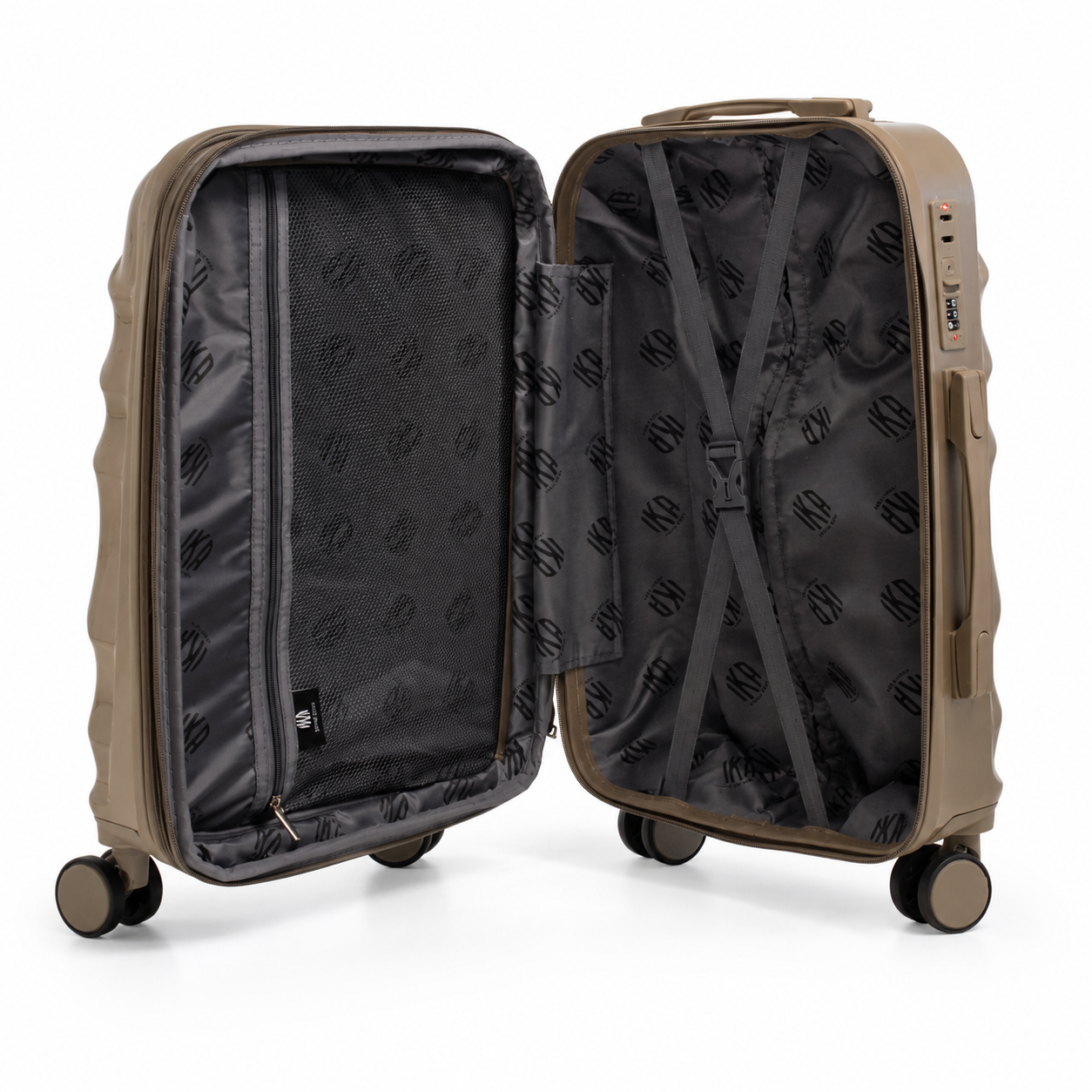 Mala De Viagem Média 23 Kg Policarbonato + Abs Com Expansor Avalon Champagne