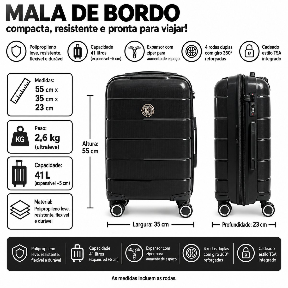 Maleta de mano Sammy negra