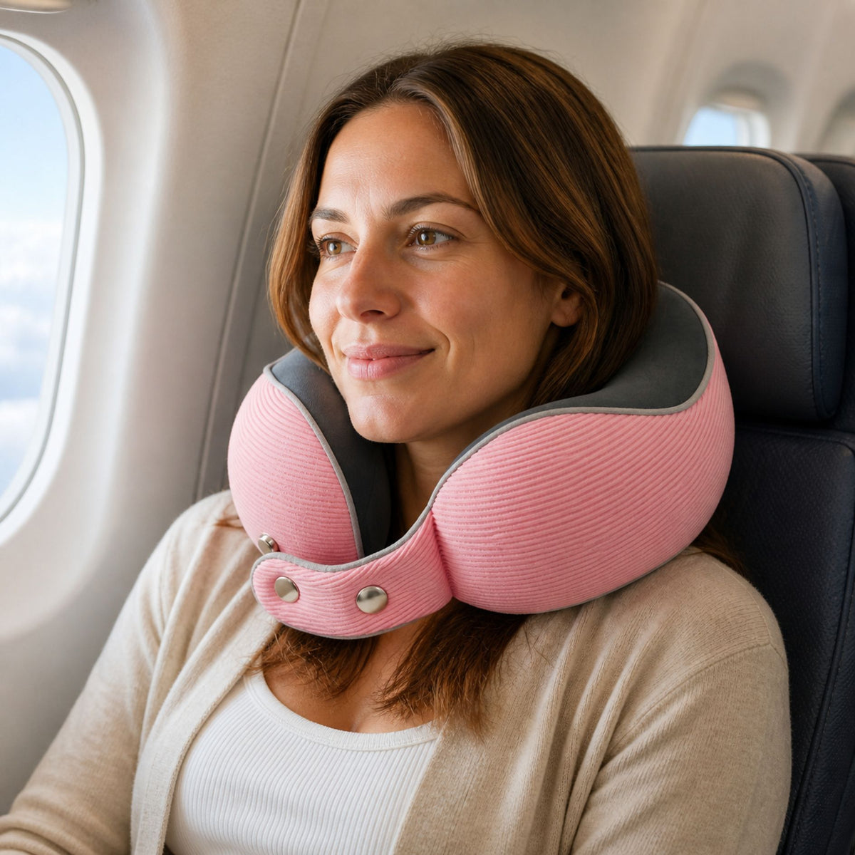 Almofada De Pescoço Para Viagem Super Confortável Rosa