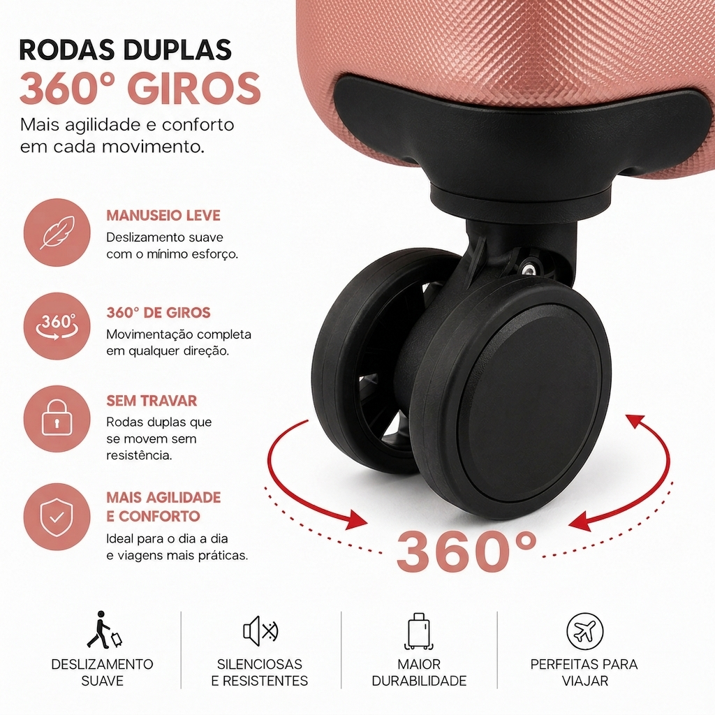 Mala De Viagem Pequena De Bordo 10 Kg ABS Equipage Rose