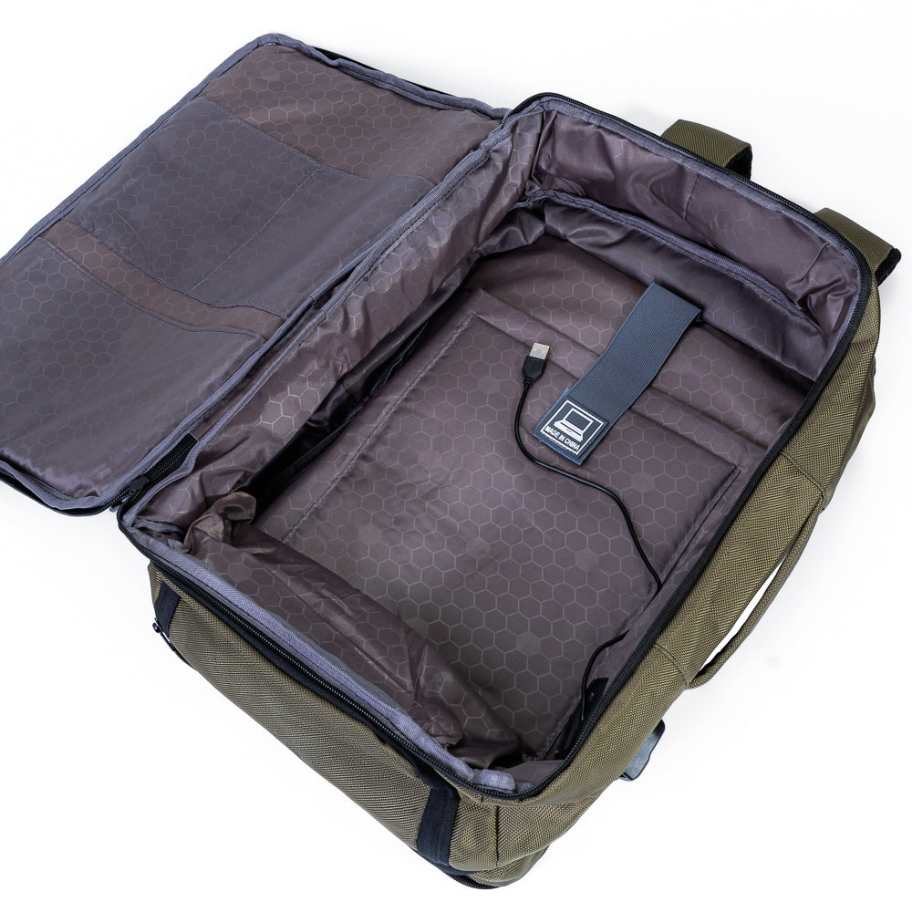 Mochila Grande Pasta 2 em 1 Expansiva Com Entrada USB UrbanX Verde