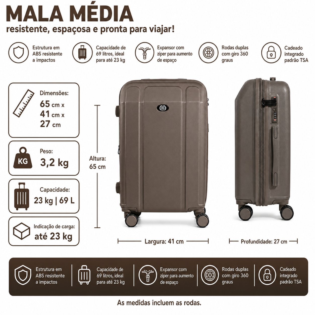Maleta mediana Continental Coffee 