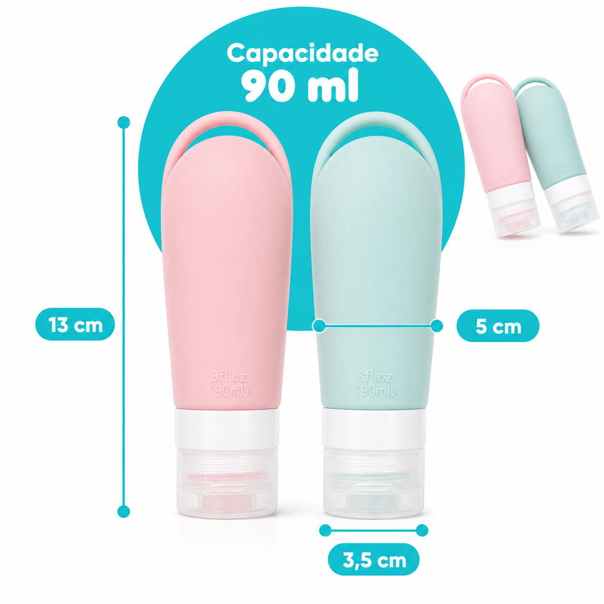 Kit Frascos de Shampoo 4 peças Silicone