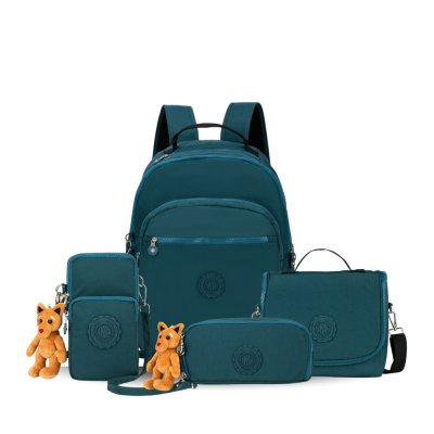 Kit Mochila + Lancheira + Estojo + Case Gurukan Azul